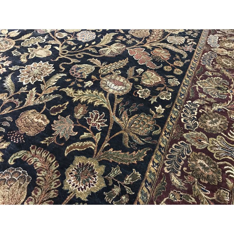Tapis brun et rouge de haute qualité noué à la main