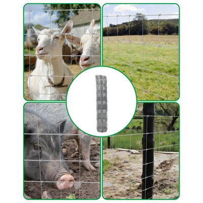 Hot-Dip Galvanized Woven Wire Farm Fence Roll, Hinge Knot Field Fence for Cattle/Goats/Sheep/Deer, Heavy-Duty Rust-Resistant Wire Mesh, size: 1.5m high 10 wires | 100m