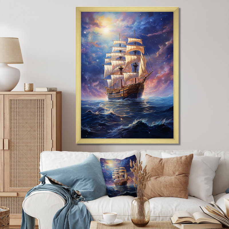 Pirate Oceans Embrace - Décoration murale pirate, H 44 po x l 34 po x P 1,5 po, Encadrement doré