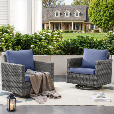 Naresa Wicker Swivel Glider Chairs With 4 Inch Olefin Cushions by Ebern Designs