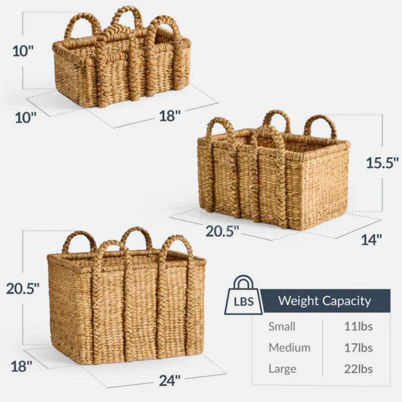 Water Hyacinth Chunky Baskets, Natural