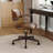 Mid-Century Modern Faux Leather Office Chair with Wood Accents, Adjustable Height Task Chair-1075656701