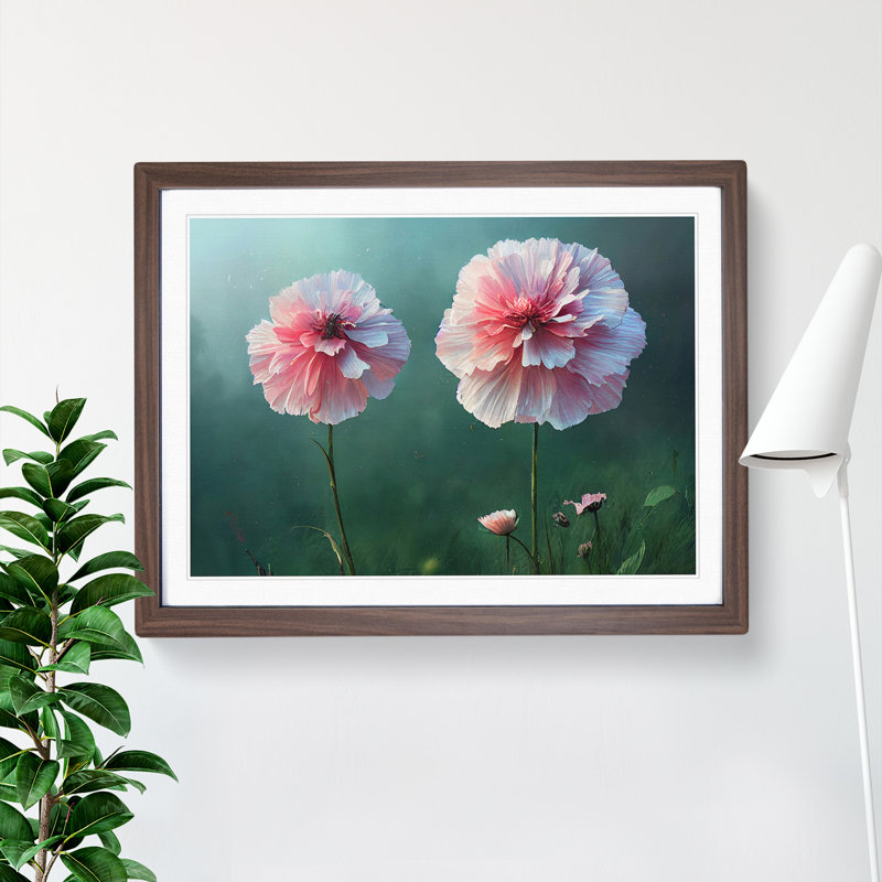 Beauteous Carnation Flowers - Framed Print, 25cm H x 34cm W x 2cm D, Walnut