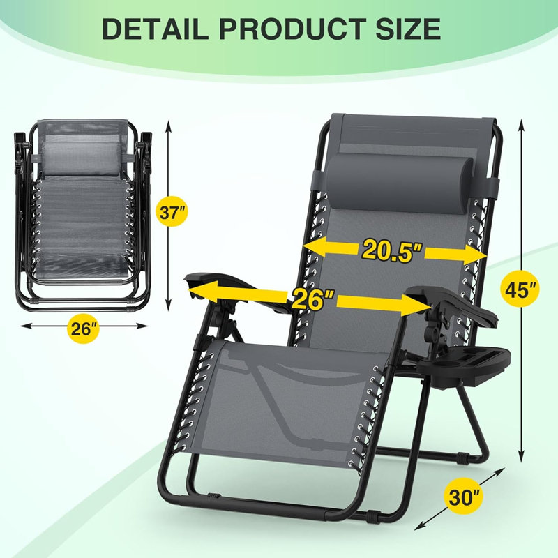 Tanesia Folding Recliner Chair, Gray