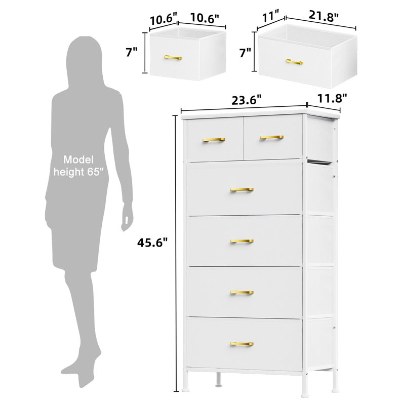 Commode 6 tiroirs pour commode de chambre blanche