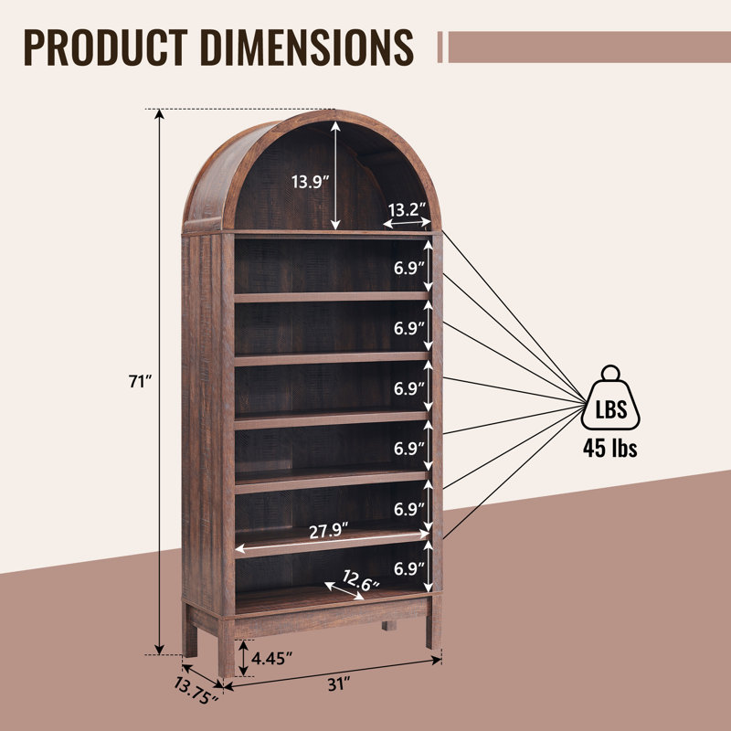 Manufactured Wood Freestanding Bathroom Cabinet, Brown, 71" H x 31" W x 13.75" D