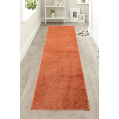 Tapis orange brûlé doux à taille moyenne et lavable à la machine