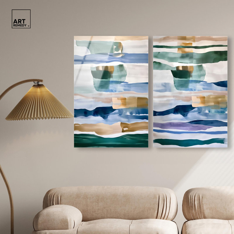 Ensemble de décorations murales en acrylique « Banded Rhythms » de Art Remedy, prêt à  accrocher, 10 x 15, H 30 po x l 20 po