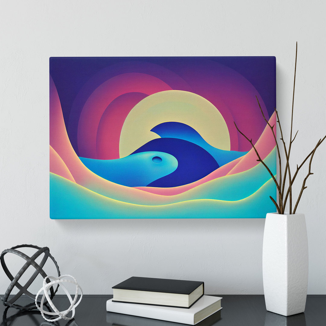 Surreal Ocean Scene Abstract - Wrapped Canvas