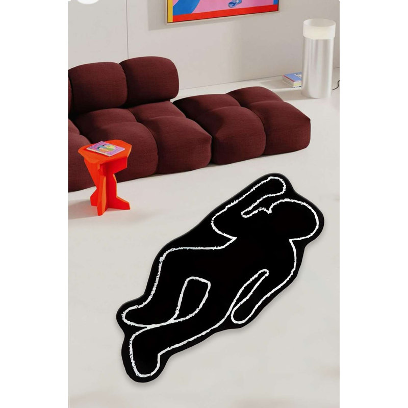👤 Chalk Outline Modern Shaped Accent Rug