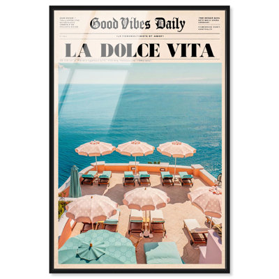 «Good Vibes Daily Umbrellas», reproduction encadrée à l'acrylique encadrée par Notoriart