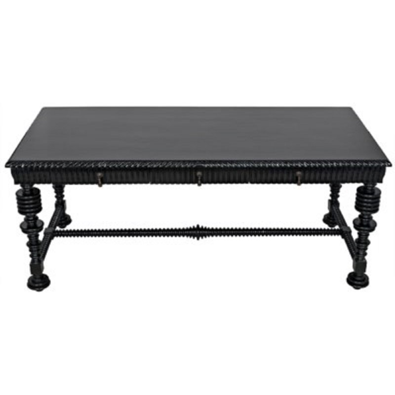 Portuguese Writing Desk, Hand Rubbed Black