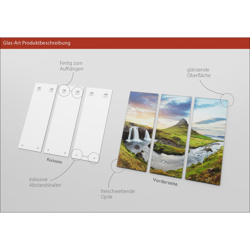 3 Piece No Frame Painting on Glass