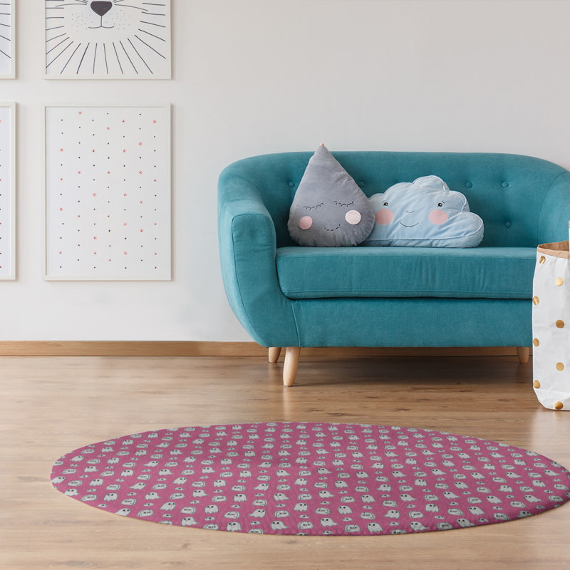Chenille Toile Indoor Rug, Round 5'