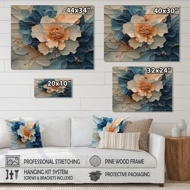 Abstrait aquarelle de pivoines sur une rivière de marbre II - art mural en bois pivoines - sur bois de pin naturel
