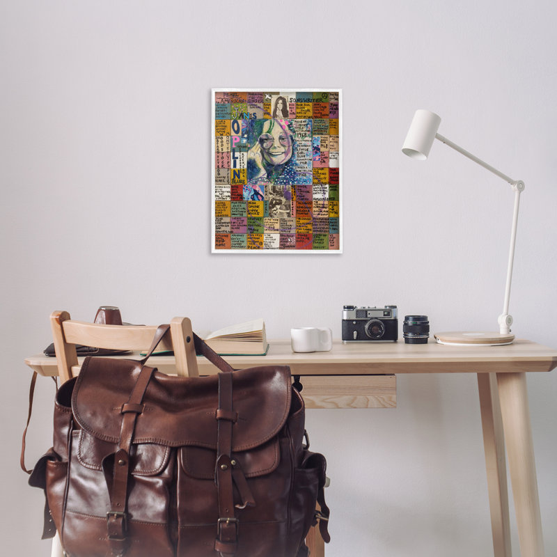 Janis Joplin, collage, estampe numérique par Sabin, Estampe numérique encadrée blanc bord de mer, H 30 po x l 24 po