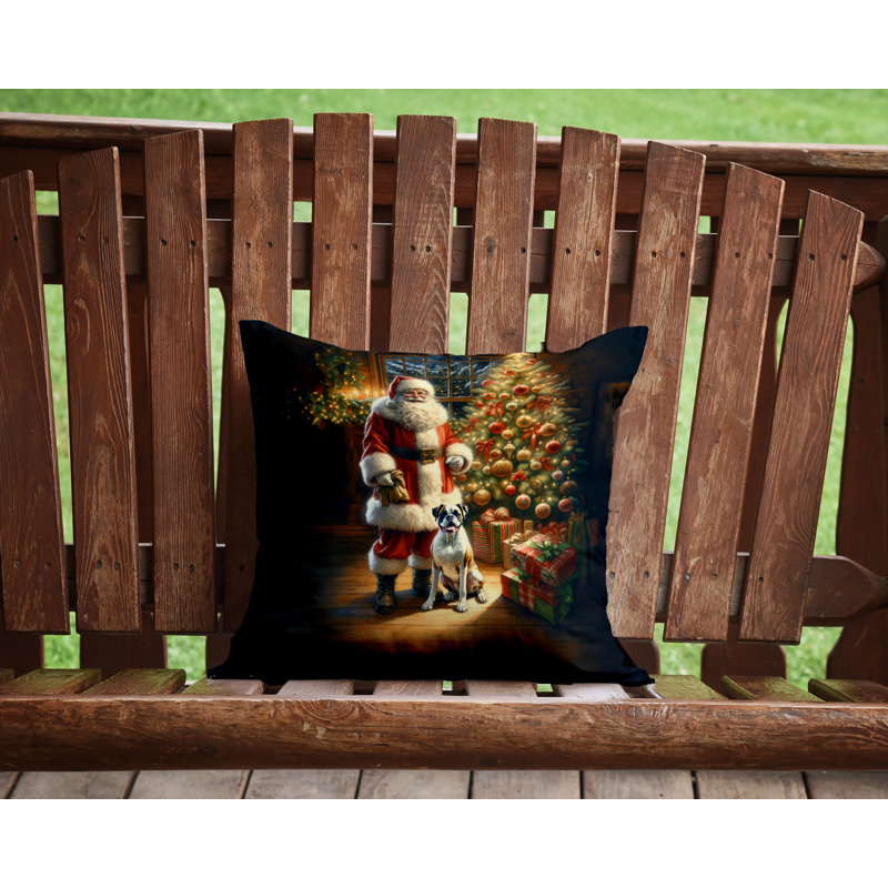 Coussin Boxer and Santa Claus, H 14 po x l 14 po