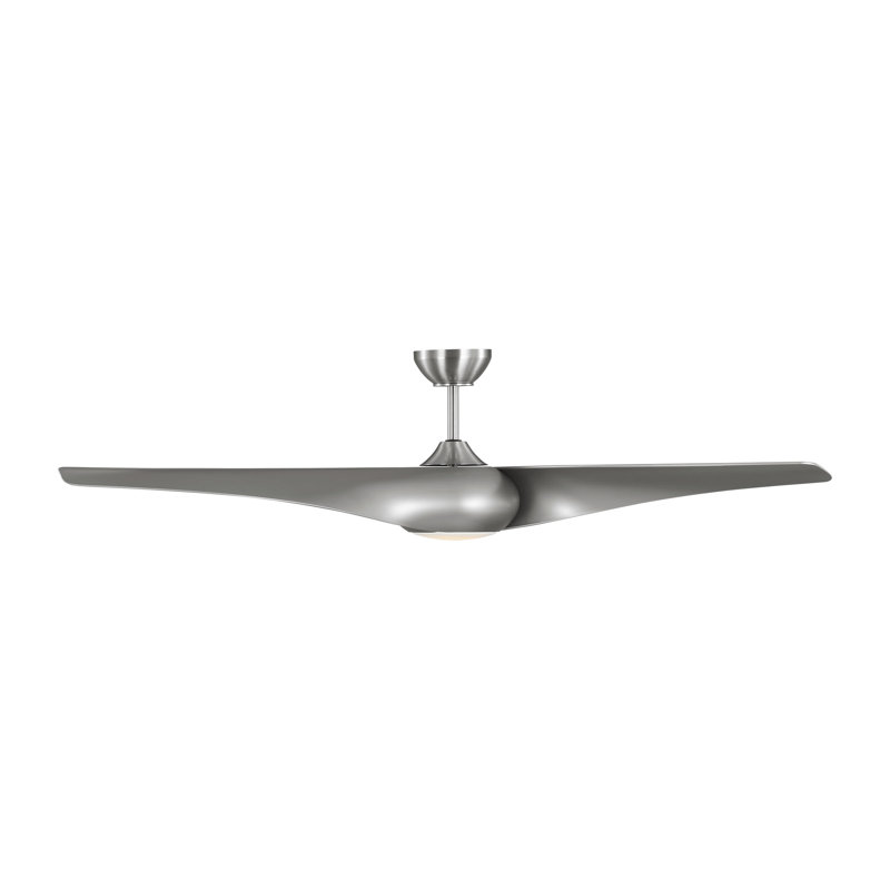 Visual Comfort Fan Topan Smart 60 LED Indoor Ceiling Fan with Threaded Downrod, Midnight Black ABS blades and Handheld Remote