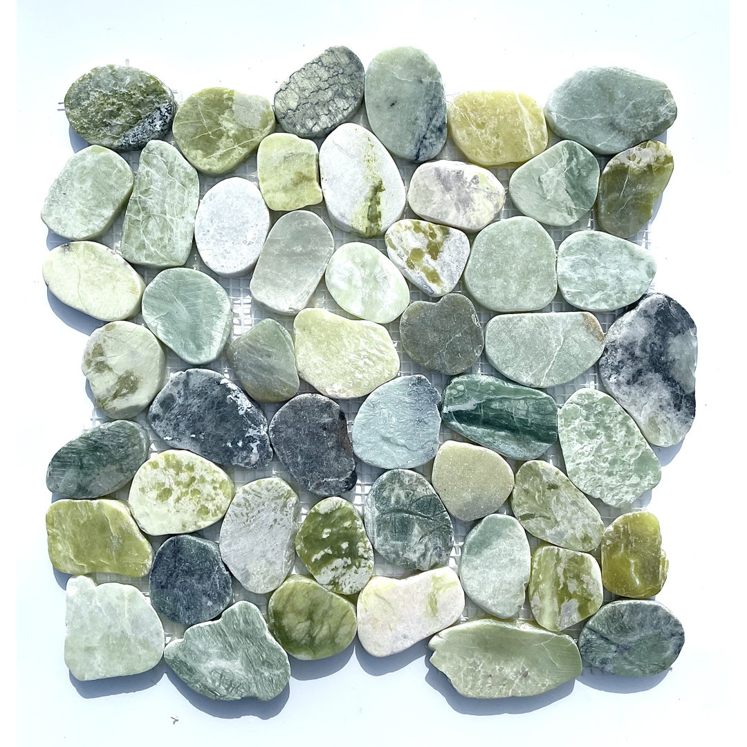 Jade Green Pebble Mosaic 12" x 12" Natural Stone for Floor and Wall FuStone