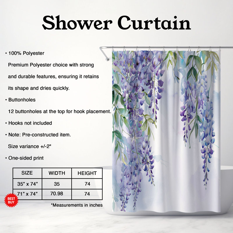 Rideau de douche standard 1 pièce, H 74 po x l 71 po