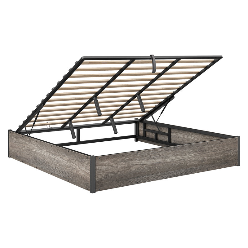Ensemble de chambre à coucher de ferme 3 pièces avec cadre de lit très grand et 2 tables de chevet, gris, gris, Très grand