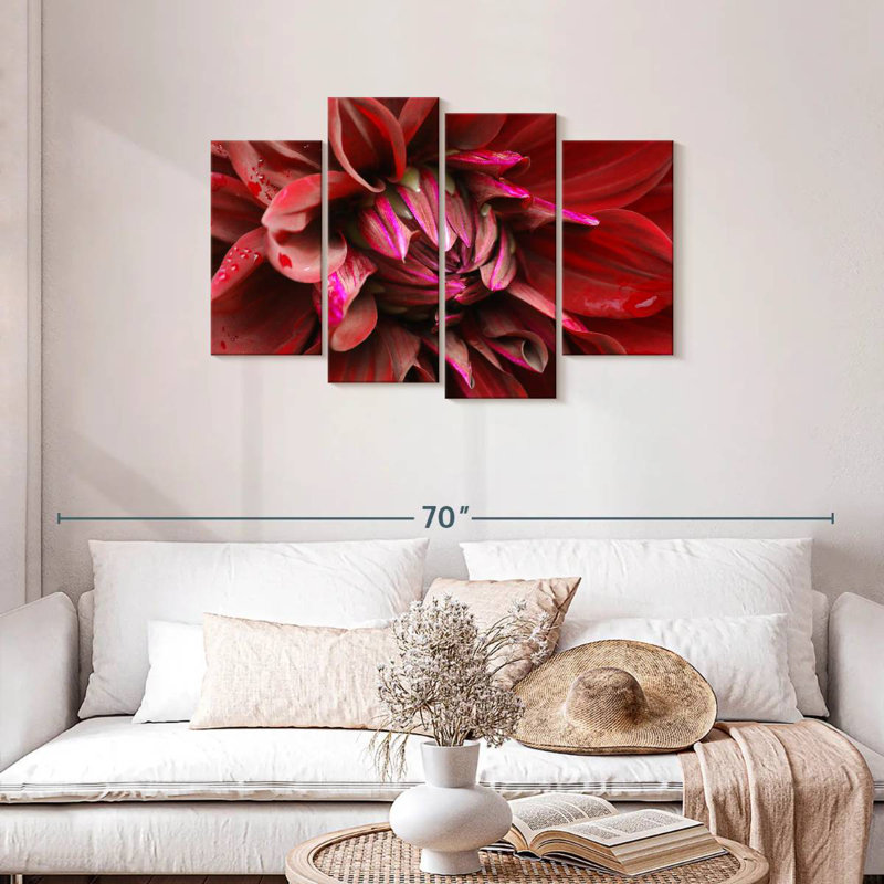 Fleur de dahlia rouge Harnek, H 27 po x l 43 po
