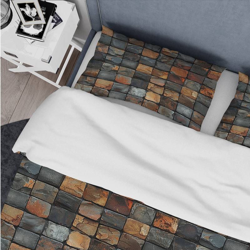 Brown Mosaic Tiles IV - Ensemble de housse de couette moderne, Housse de couette très grand et 2 très grandes t