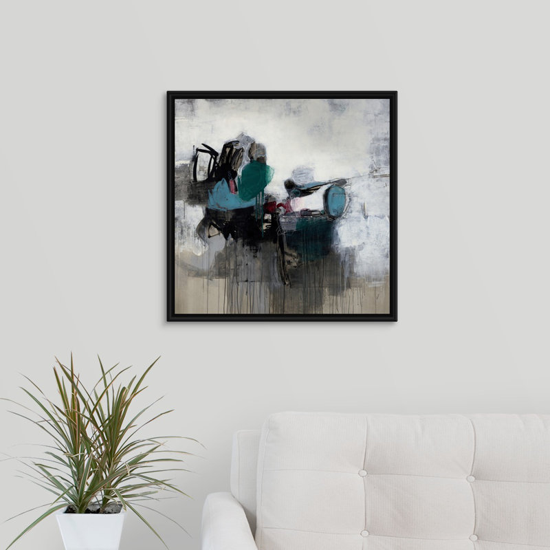 « time trial », peinture sur toile, H 21,7 po x l 21,7 po x P 1,75 po, Cadre flottant noir