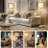 62" Natural Alabaster Floor Lamp With Marble Base & White Linen Shade, Warm Gold Finish, Night Light, 4-Way Rotary Switch, Bulbs Included For Living Room, Bedroom, Study