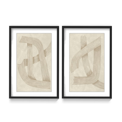 Abstract Sophisticated Line Diptych