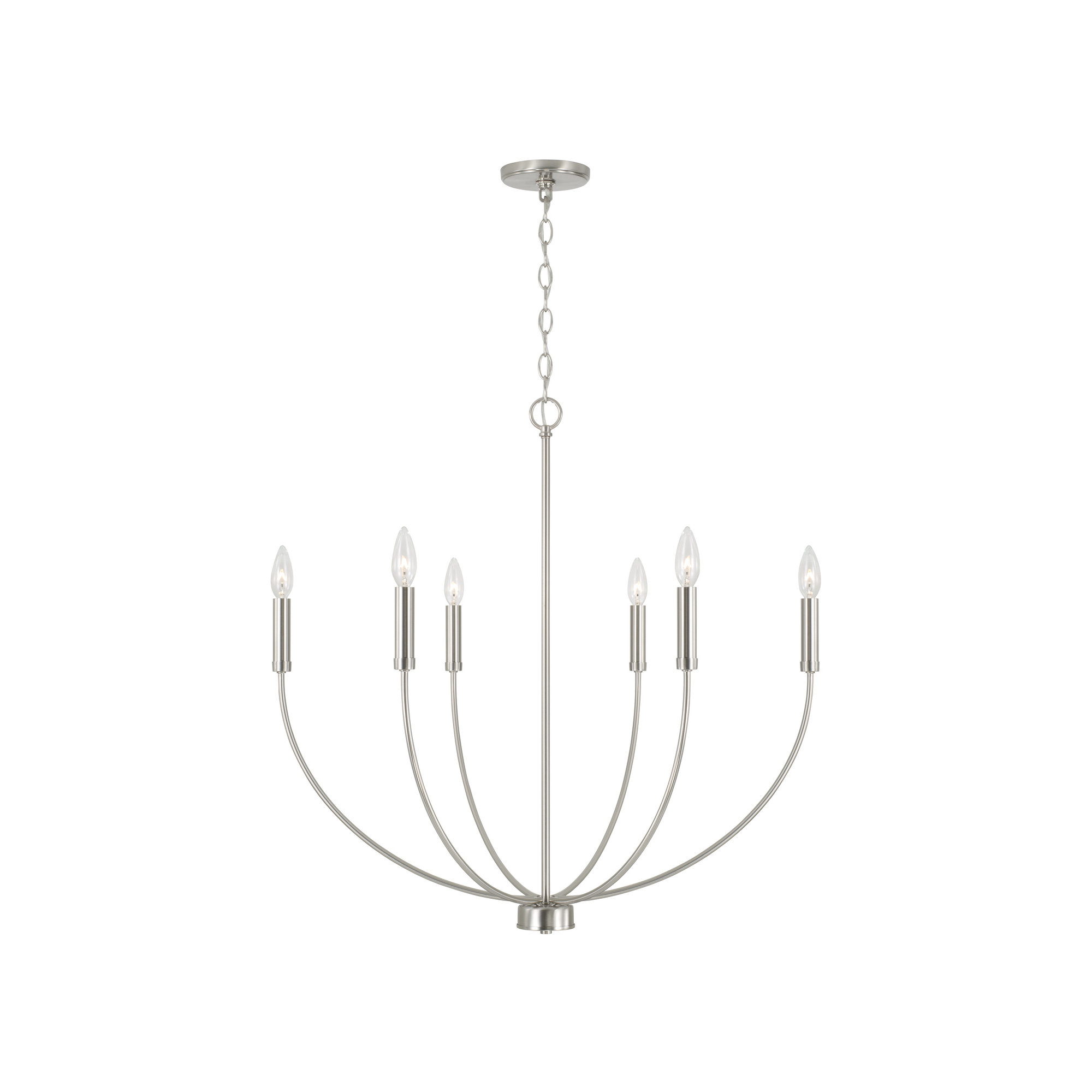Ansley Dimmable Classic / Traditional Chandelier, Brushed Nickel, 6 Lights