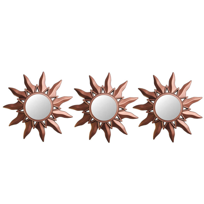Mini-miroirs ronds mattes Mayan Sunburst 9,5 po, Cuivre