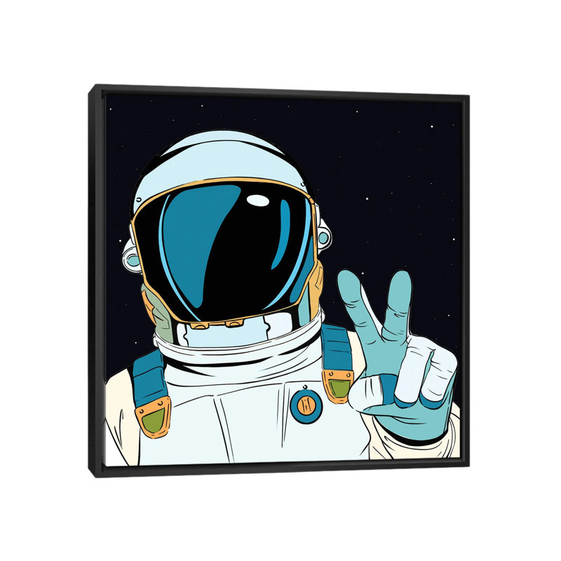 Astronaut Pop by - Toile tendue, Toile avec cadre noir, H 18 po x l 18 po x P 1,5 po