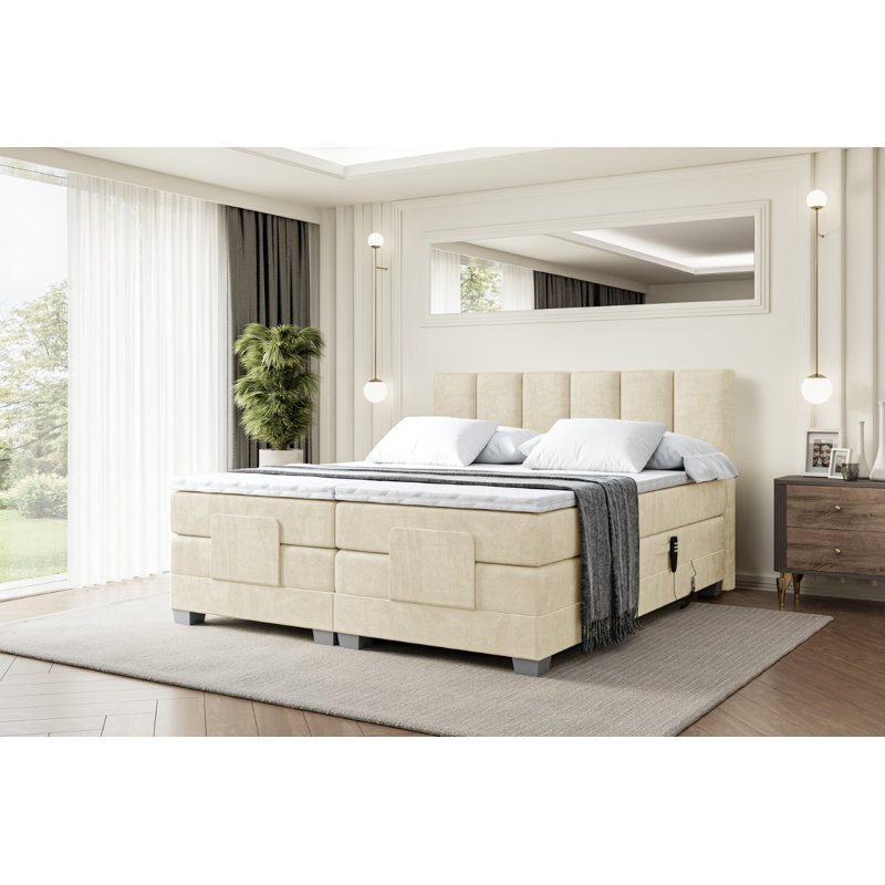 Hatchell Pocket Spring Mattress Divan Bed Base, 140 x 200cm, Beige