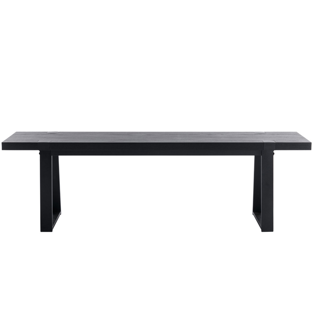 Leira Modern Wood Bench 60” Industrial Table Benches with Black Metal Legs for Dining Room, Porch Ebern Designs