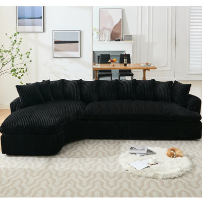 127 po, en forme de L, aucun assemblage requis, revêtement en velours côtelé doux, mousse, dix coussins de dossier, confortable pour 4 sièges vidéo modulaires de gauche avec velours côtelé de 127 po, conception haute et ergonomique, sièges
