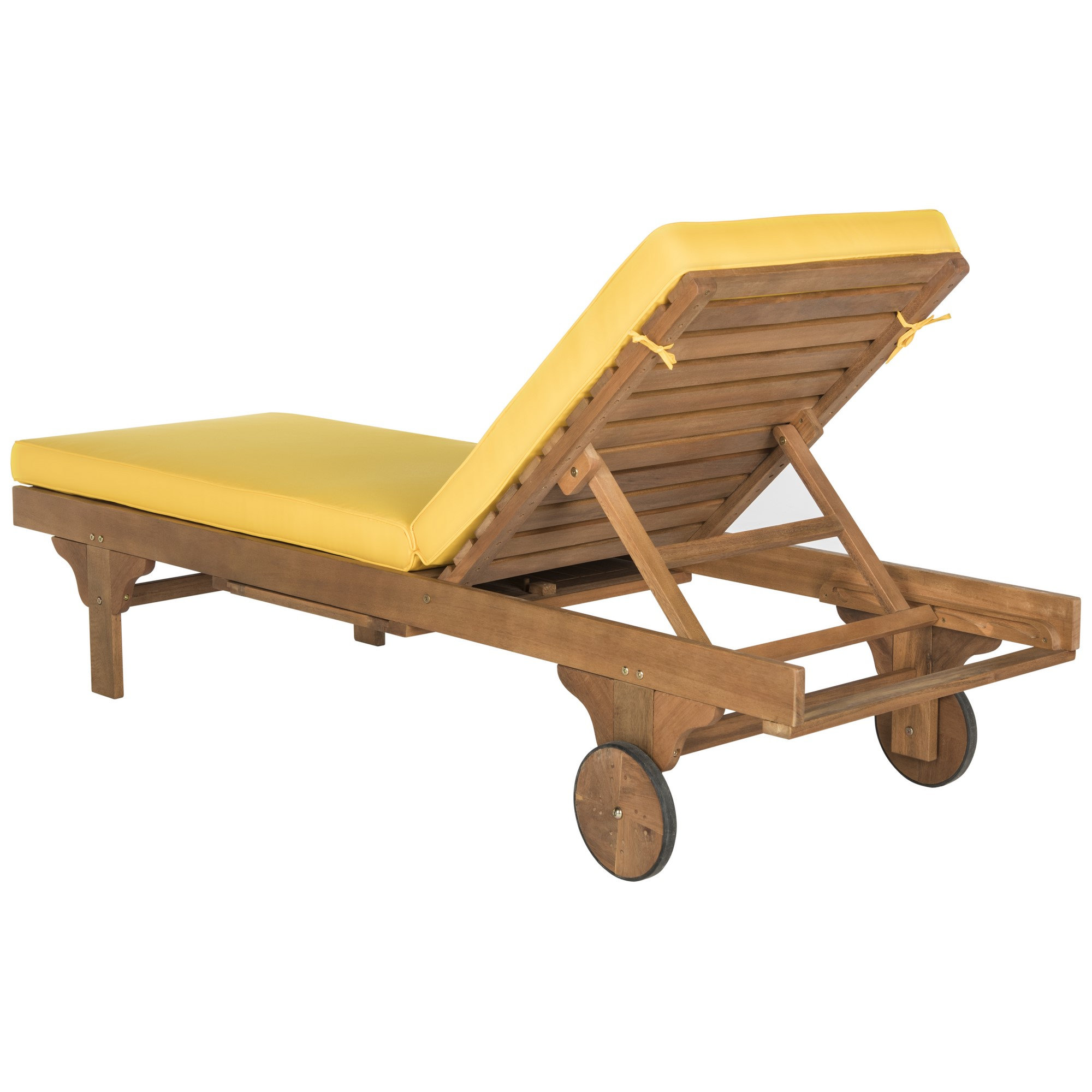 27.6'' Outdoor Eucalyptus Chaise Lounge, Yellow, Natural