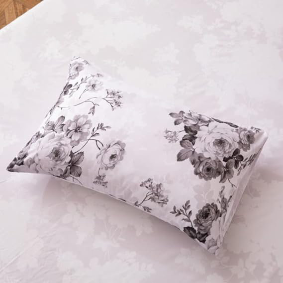 Aldarcy Floral Duvet Cover Set with Pillowcases Included, Double - 2 Pillowcases, Vintage Grey