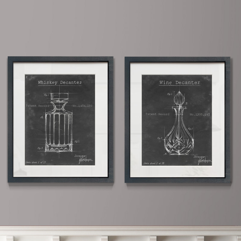 «Ashburne Blueprint VII», ensemble de 2 reproductions d'art sur papier encadrées