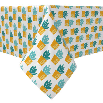 Square Tablecloth, 100% Cotton, 60X60", Trendy Succulents