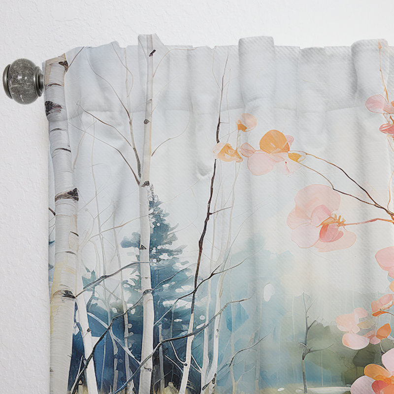 Timurs Birch Woods Spring Awakening VI - Traditional Curtain - Velvet Room Darkening - 1 Panel, 52" W x 90" L