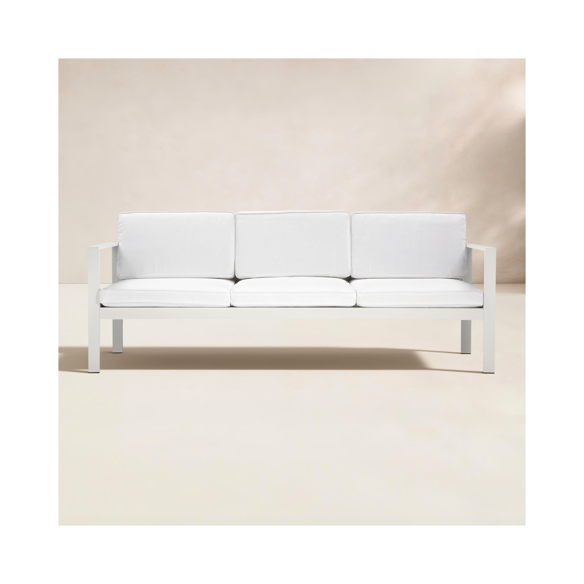 Karen 79" Wide Outdoor Patio Sofa with Cushions, White