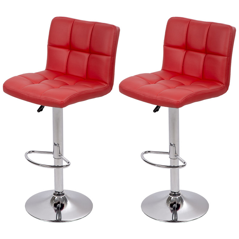 Bar Stool PU Leather Swivel Rotatable Bar Stool Set of 2 Adjustable Counter Height Bar Stool Modern Armless Dining Chair with Back Footrest for Kitchen Dining Room