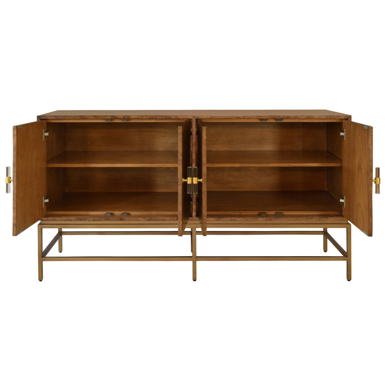 Ariel 60'' W Buffet, Antique Brass/Dark Burl Wood
