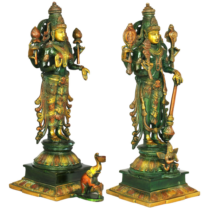Ensemble de 2 statues lord Vishnu et déesse Lakshmi