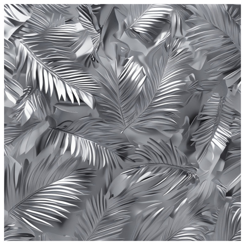 Toile tendue avec feuilles de palmier argentées en plusieurs tailles, 16 po x 20 po