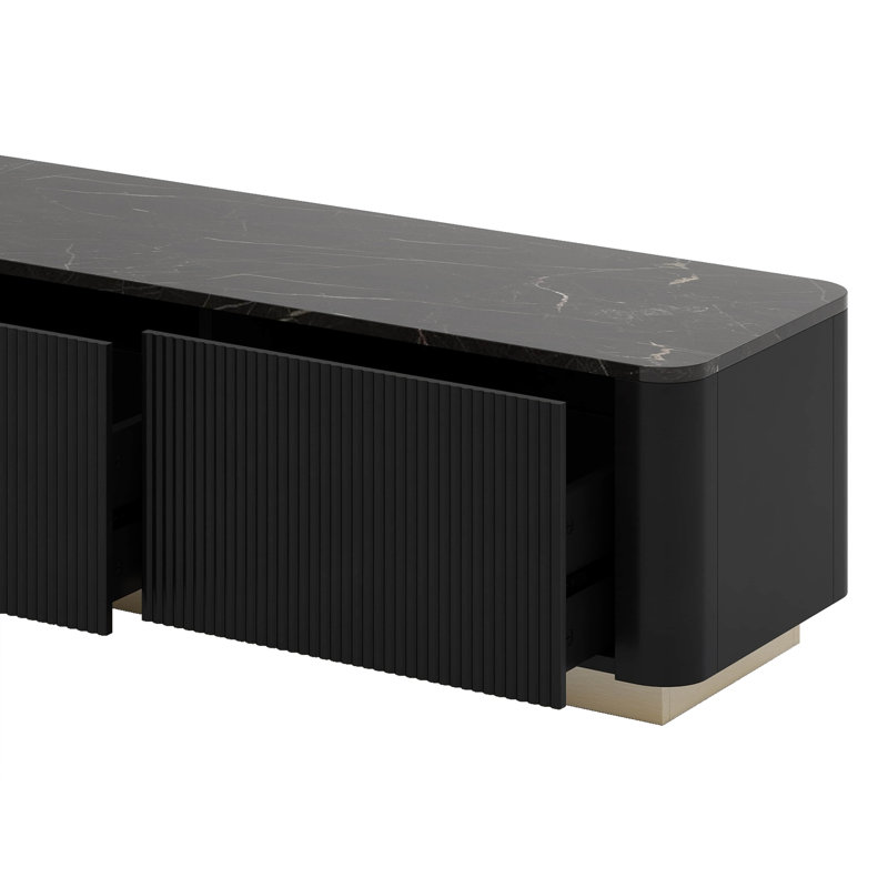 Meuble télé pour téléviseur de 85 po ou moins, Noir, noir, noir, noir