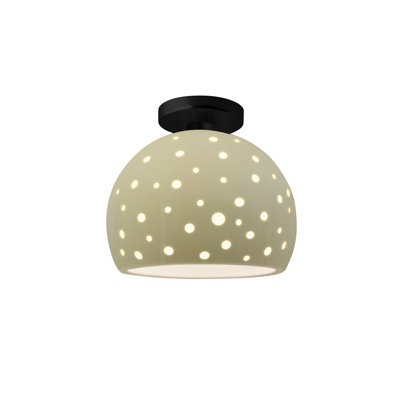 Globe perforé semi-encastré - Vanille (brillant) - Noir mat - l 10 po x H 9 po - DEL dédiée