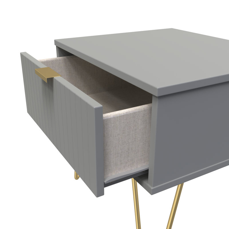 Baudelia 45cm W Manufactured Wood Bedside Table, Grey