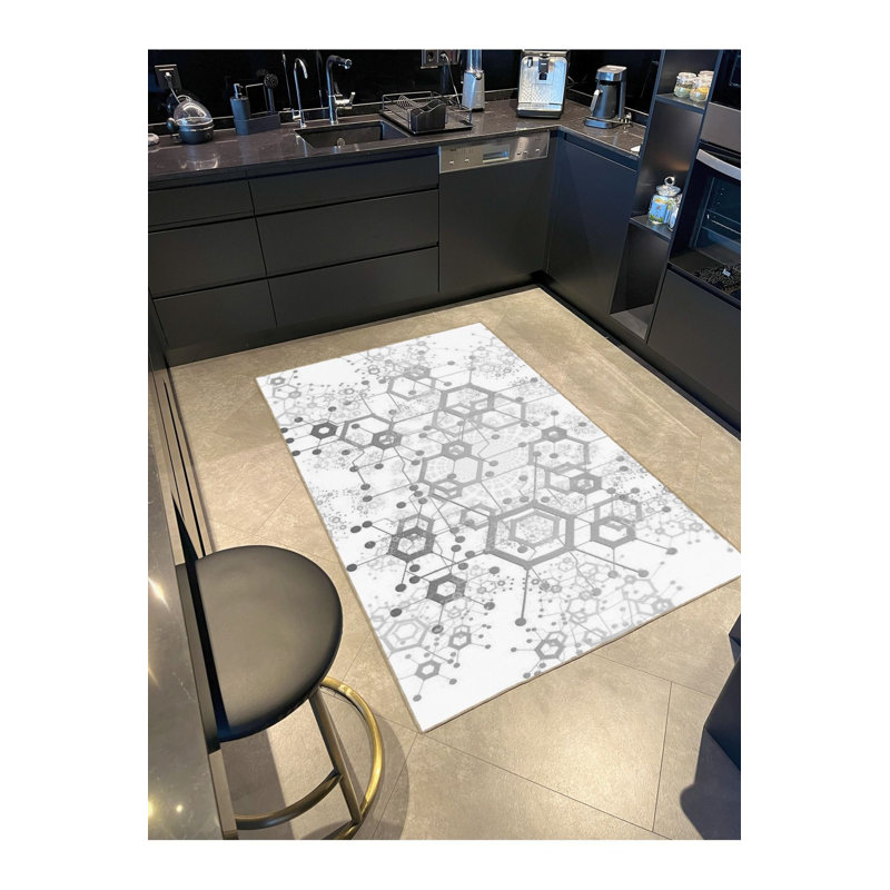 Tapis tissé à motif géométrique de couleur claire lavable à la machine, Sous-tapis rectangulaire 2 pi 6 po x 4 pi 11 po